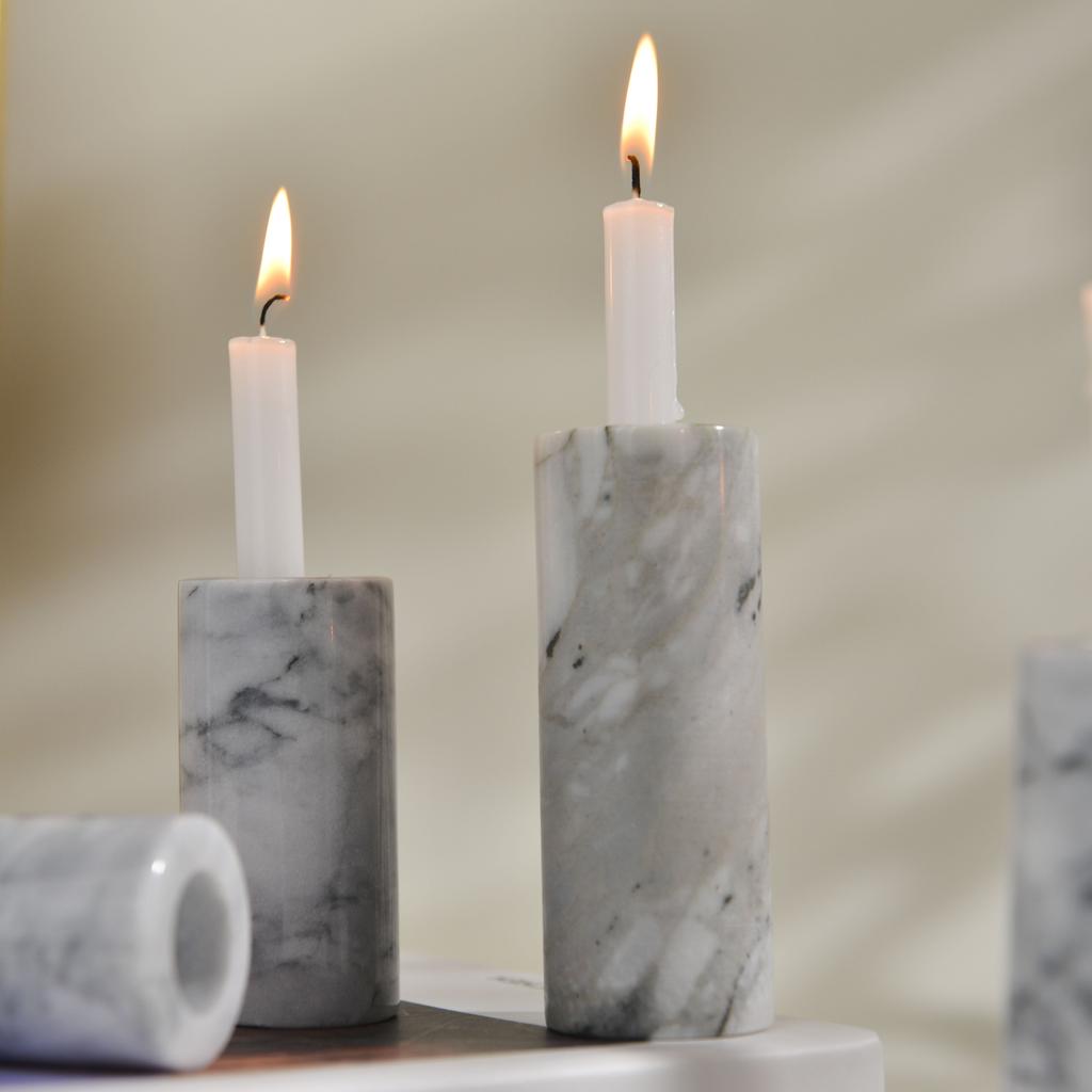 Creative Natural Stone Candlestick Holder for Christmas Birthday Party Dinning Table Centerpiece Marble Candlestick Pillar