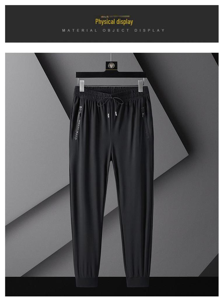Calças Casuais de Verão Leves de Seda Gelo Masculinas S-6XL – Elásticas, Grandes, Ajuste Solto