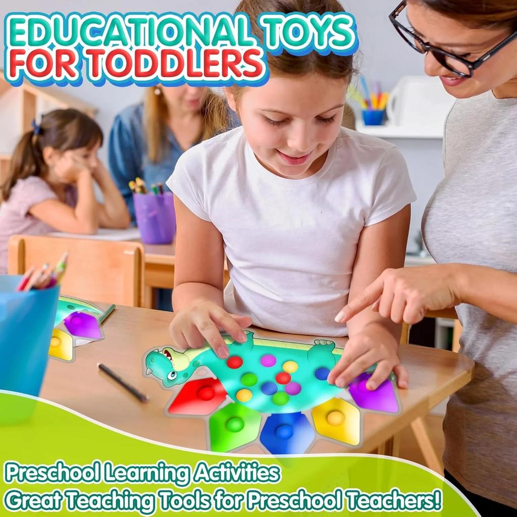 Dinosaur Color Sorting Sensory Toy Activities Toy Fine Motor Matching Game Montessori Autism Fidgets Toys for Kids Adults Boys