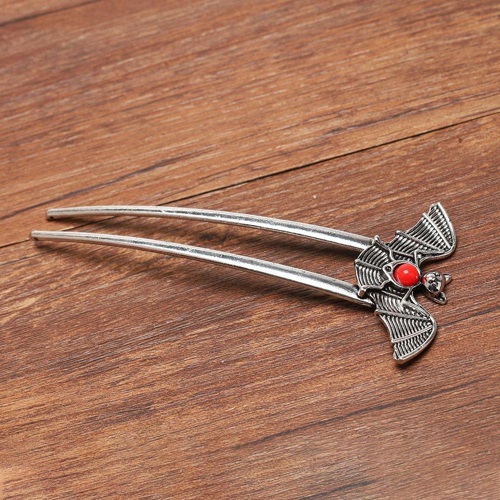 Fashion Halloween Gothic Style Retro Ethnic Style Bat U-Shaped Hairpin for Woman Dark Wind Punk Vampire Bat Hairpin