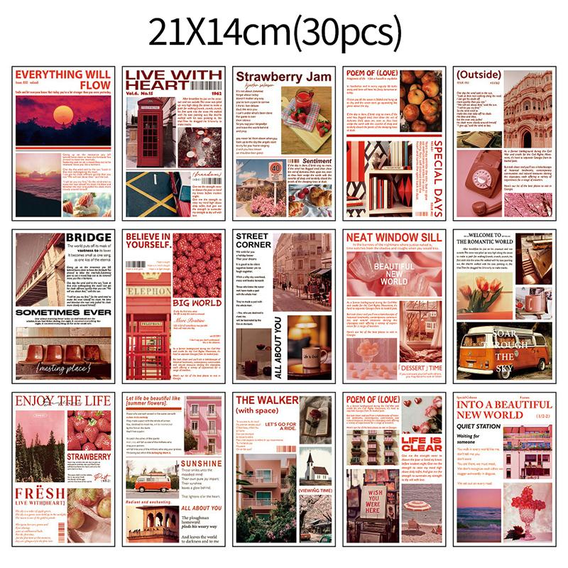 15pcs/set INS Postcards Vintage Decorative Card Photo Props Diy Wall Background Home Decoration Bedroom Wall Sticker Posters