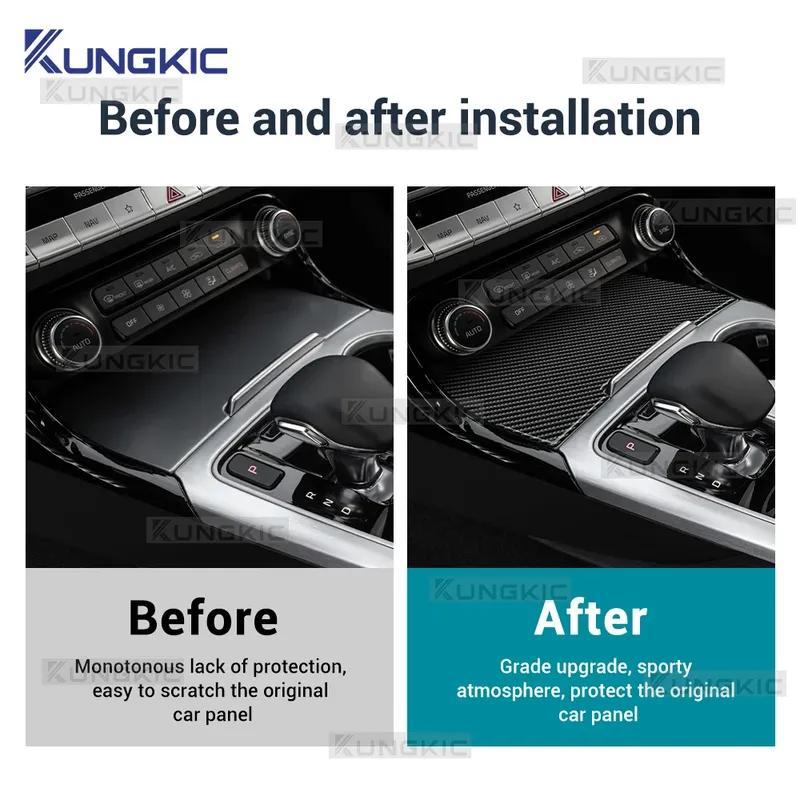 Real Soft Carbon Fiber For KIA Stinger LHD Car Gear Shift Storage Box Sticker Interior Accessories