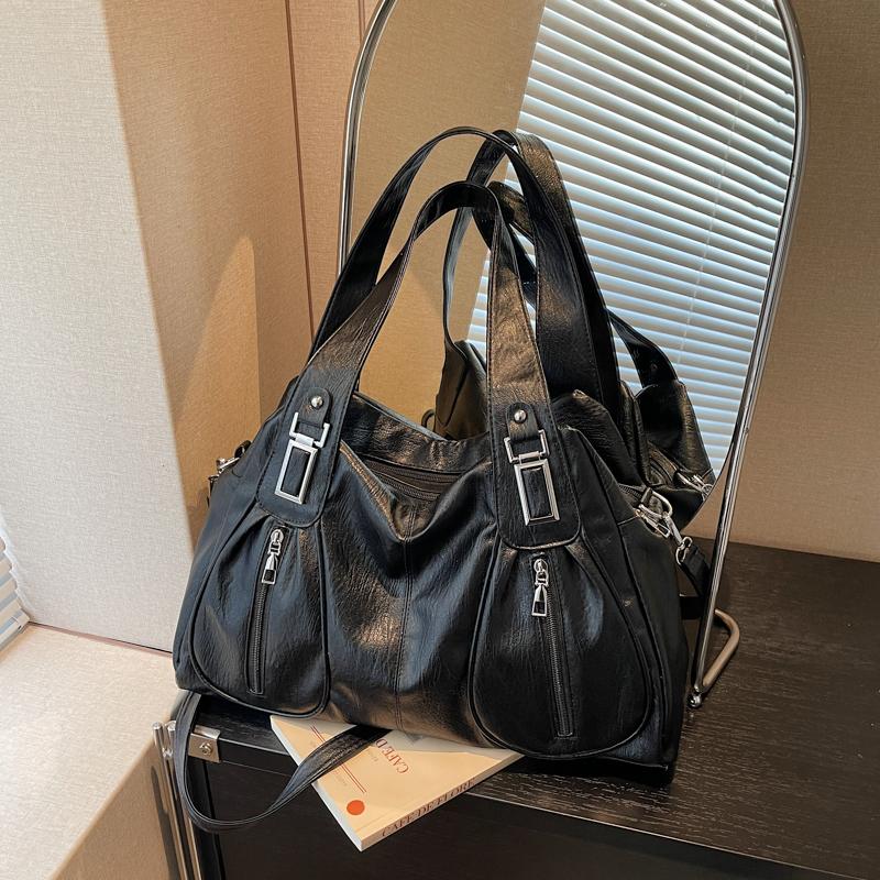 Women's Shoulder Bag Solid Color Large Capacity Travel Commuter Tote Bag