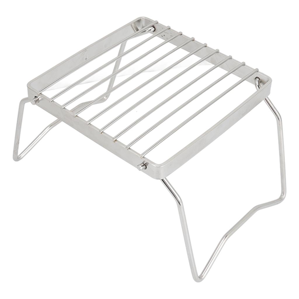 Folding Campfire Grill Stainless Steel Grid Shaped Camping Grill Grate Picnic QQB Grate for Outdoor