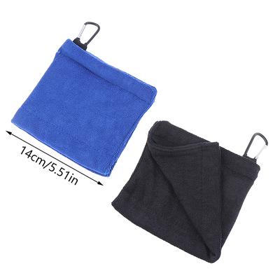 Square Microfiber Golf Ball Cleaning Towel Featuring Carabiner Hook for Water Absorption Club Head Wipe Cloth