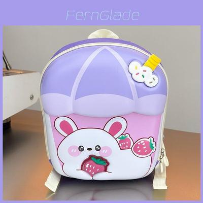 Cartoon Bunny Strawberry Kids Backpack With Hard Shell Durable Oxford Fabric For School Children
