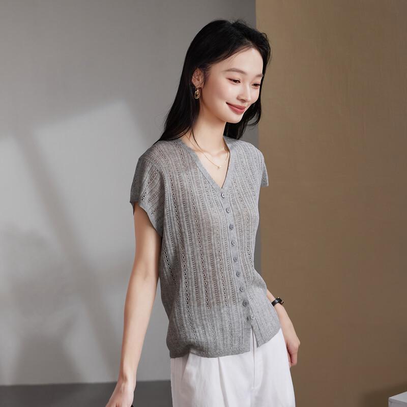 SOFSIL 2026 Summer Elegant Hollow Knit Cardigan Top XL