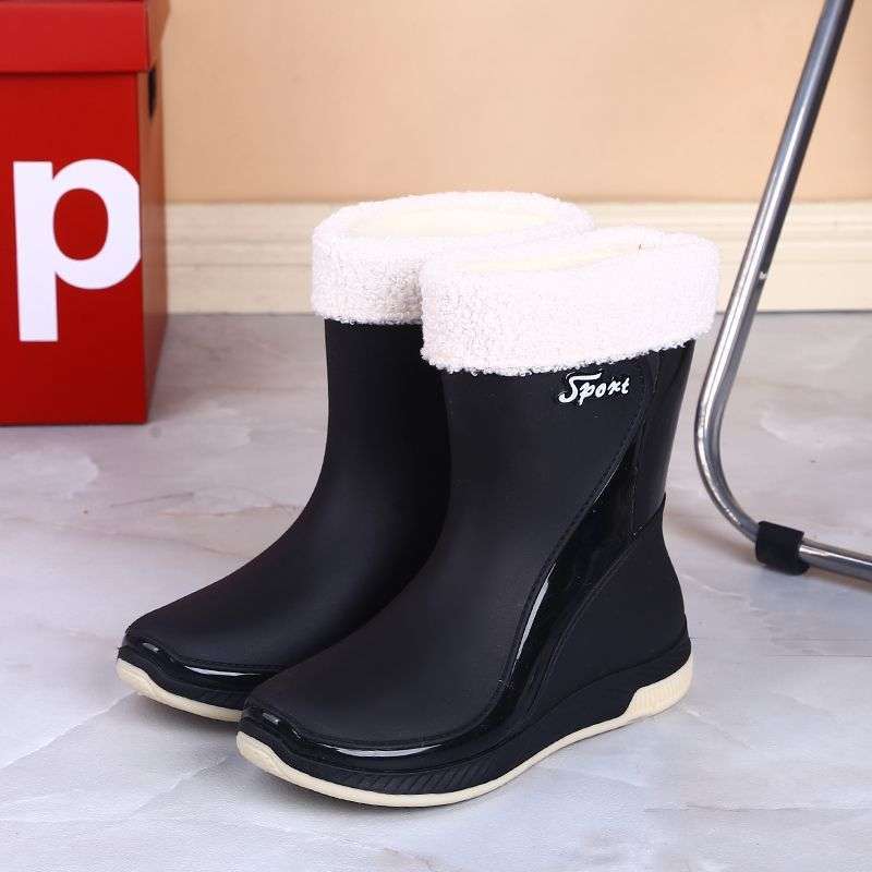 2025 New Rain Shoes Women's Fashion Wear Non-slip Foreign Style Medium and High Tube Water Shoes Adult Soft-soled Long Rain Boots