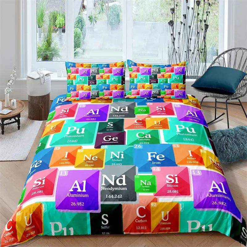 Periodic Table Of Elements Duvet Cover Science Bedding Set Microfiber Chemistry Lovers Learning Image For Kids Teens Adult Decor