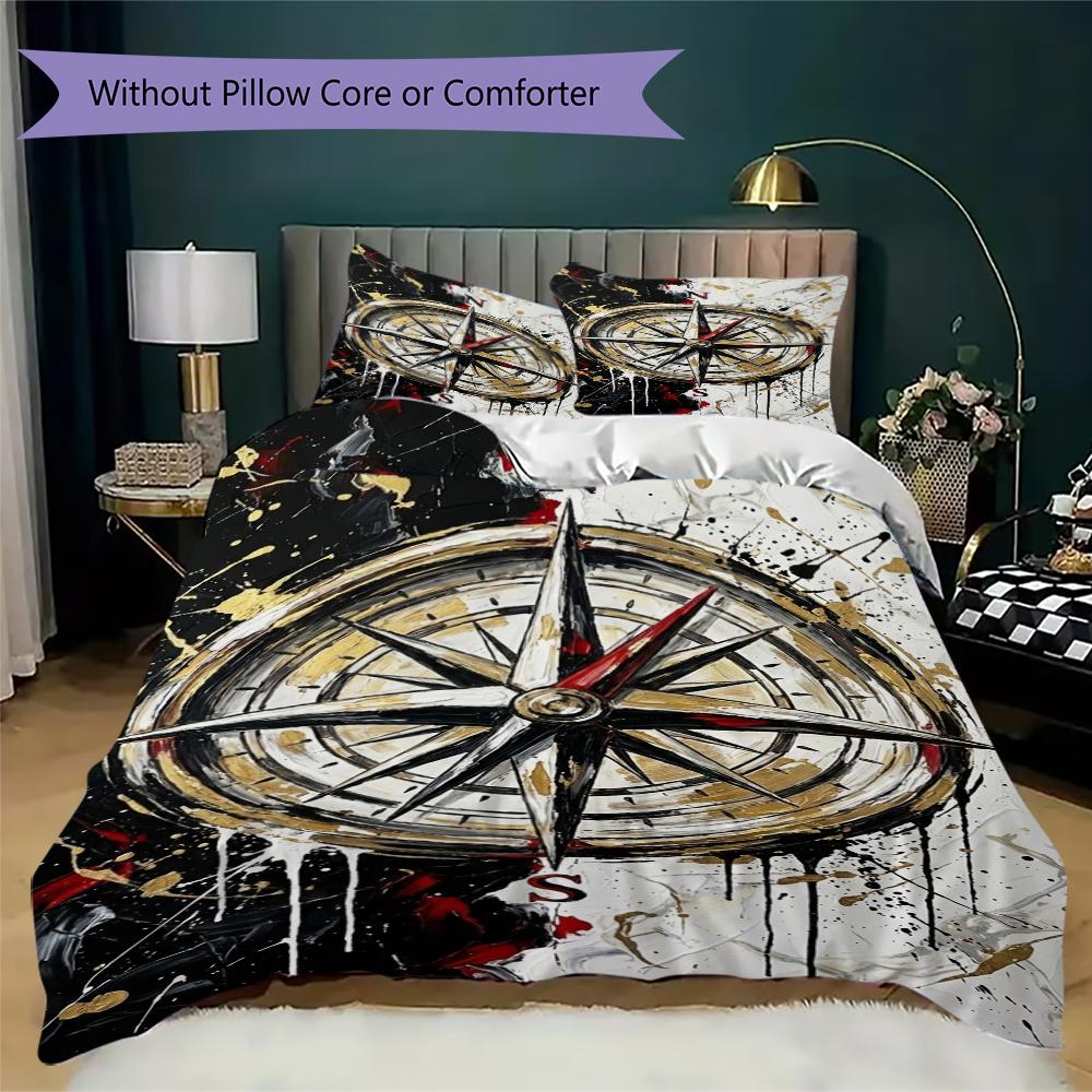 Compass Pattern Bedding uilt Set uilt Cover Pillowcase Home Decoration Birthday Gift (1 * duvet cover + 2 * pillowcase without core)167
