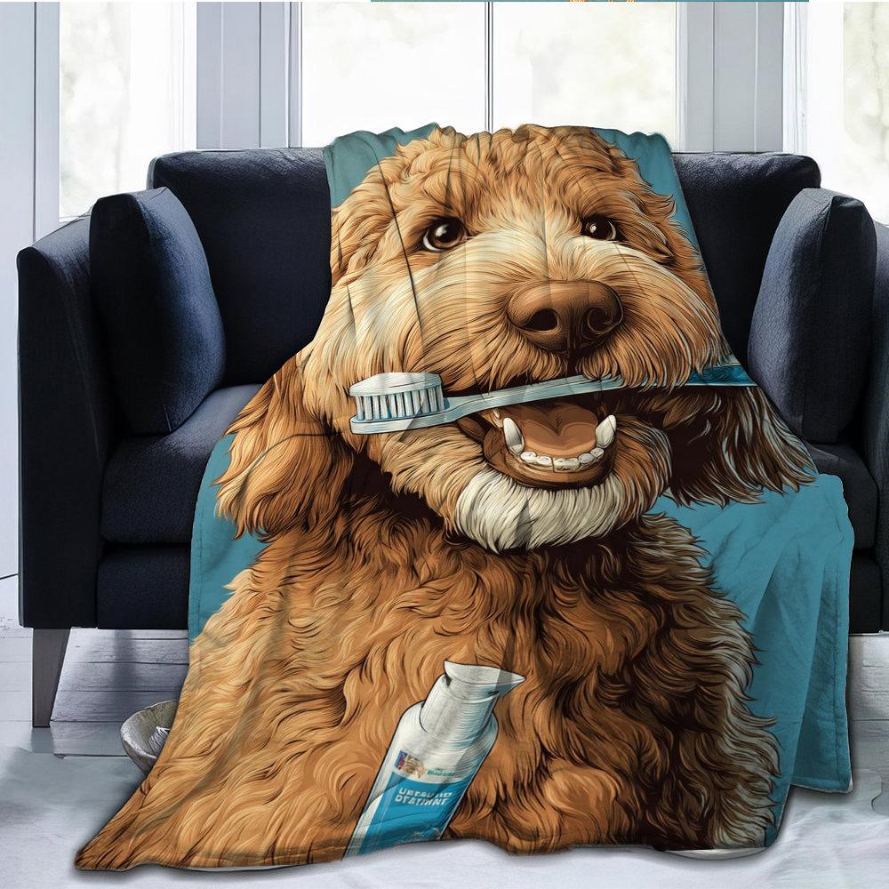 Cute golden retriever puppy Flannel printed blanket suitable for all seasons suitable for living room office sofa and travel