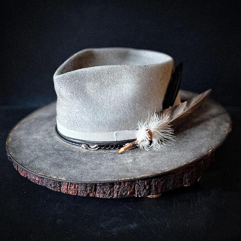 

Men S And Women S Autumn And Winter Pure Wool Top Hats, Old Felt Hats, Trimmed Jazz Hats L（58-60cm）
