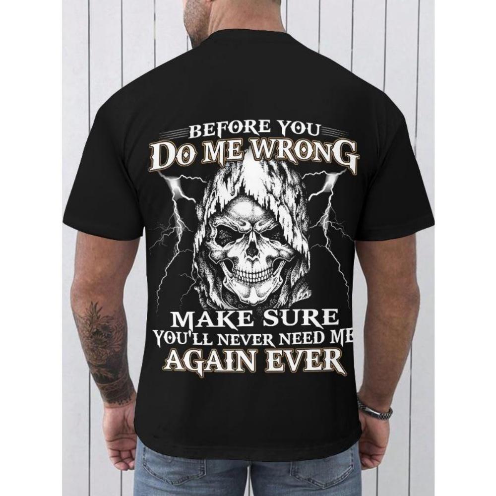 

European Sizes Men S Bold Skull & Lightning Bolt Graphic T-Shirt - Edgy Streetwear Crew Neck Short Sleeve, Breathable Lightweight All-Season Comfort XXXXXL чорний
