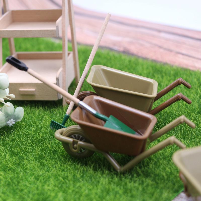 Plastic Miniature Furniture Trolley Dollhouse Accessories Mini Plastic Simulation Cart Miniature Farm Tool Model Dool House Decoration