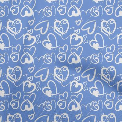 Tela Azul Algodón Flex Corazón de San Valentín Tela de Costura Por Yarda Estampada DIY Ropa Suministros de Costura 40 Pulgadas