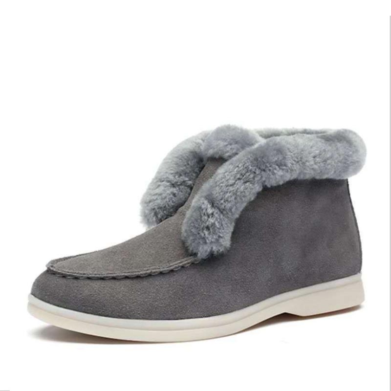 

Чоботи з натуральної замші Черевики з натурального хутра Теплі зимові черевики Слипони Жіночі сноуборди Ботильйони 40 сірий