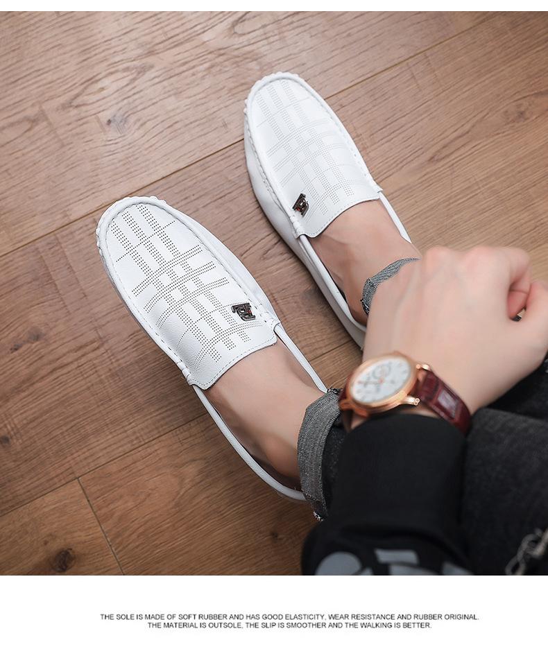 2024 Fashion Shoes for Men Leather Casual Shoes Summer New Microporous Slip-on Loafers Street Fashion Driving Shoes