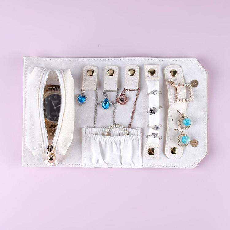 Jewelry Roll Clutch Bag Foldable PU Jewelry Storage Bag Earrings Organizer