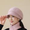 Fashionable Fur Ball Hat Windproof Duck Tongue Wool Hat for Middle aged and Elderly Women Winter Outdoor Warm Knitted Hat Fashionable