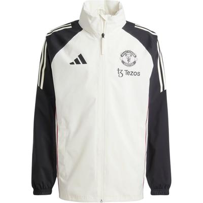 MUFC Pioggia Calcio Allenamento Giacca con Cappuccio e Zip Uomo Giacche Giada-Bianco Nero JE3725