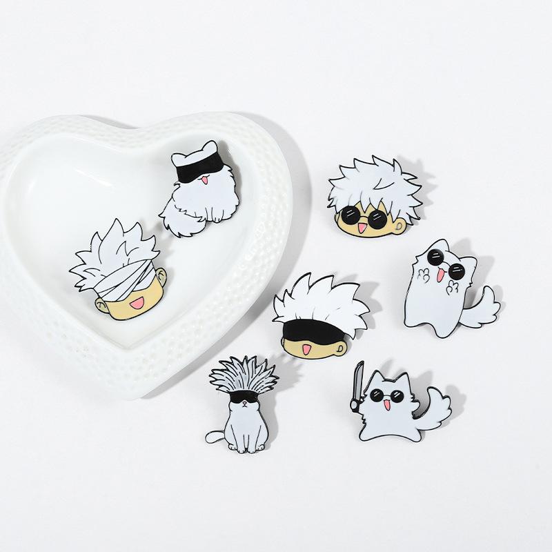 Jujutsu Kaisen Enamel Pin Cartoon Anime Brooches Animals Cat Custom Metal Hat Lapel Clothes Backpack Jewelry Friends Fans Gift