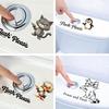 Cute Cartoon Animal Toilet Sticker Flush Please Toilet Tank Sticker Self-Adhesive PVC Bathroom Wall Decal for Washroom