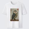 Traditional Owl In Japanese Art TShirt Unisexs and Womens Summer Cotton Clothing Harajuku Fashion Round Neck Short Sleeve Top