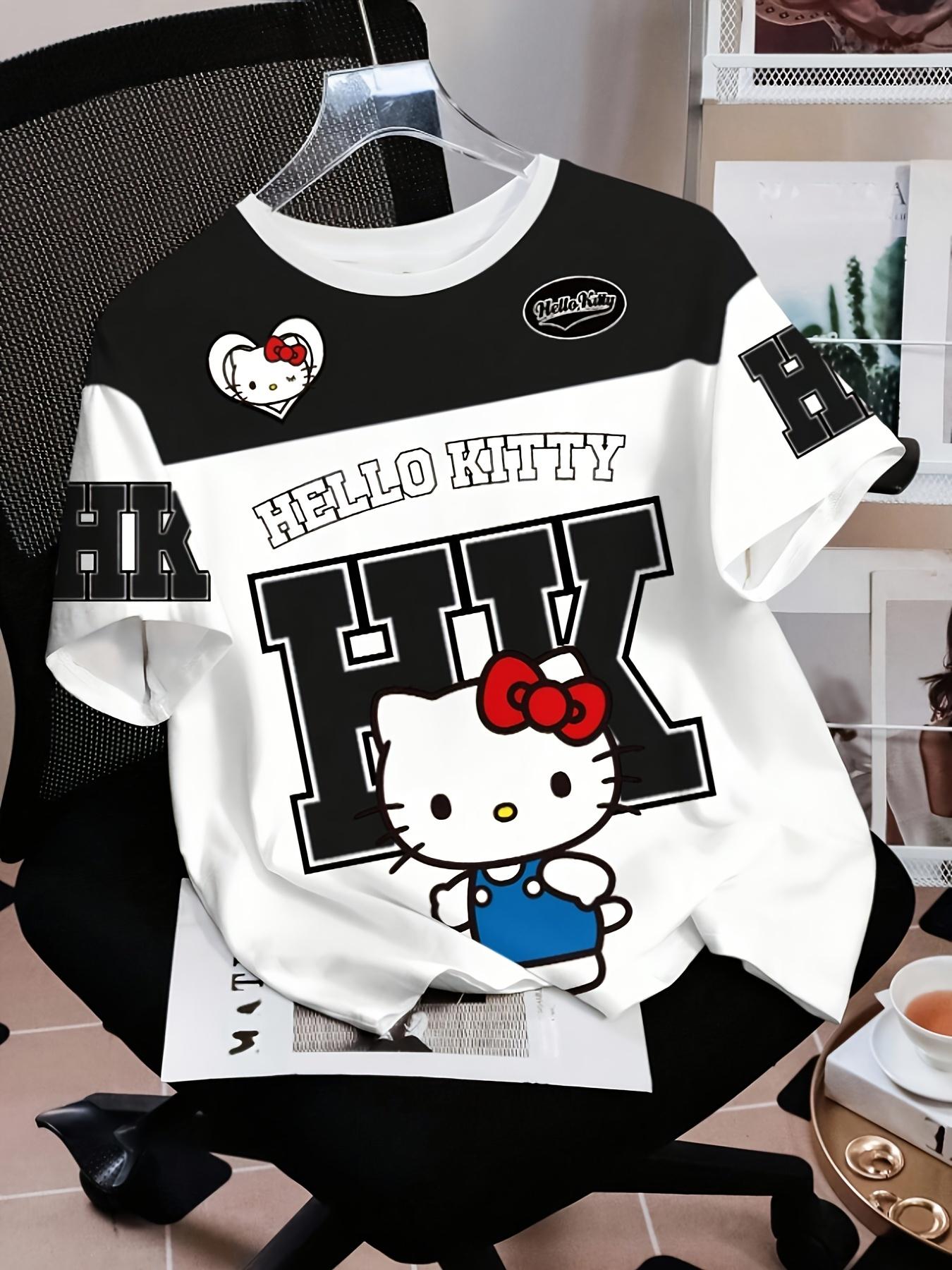 

Hello Kitty Women s T-shirt, Cartoon Fashion Print Sporty Crew Neck Short Sleeve XXS