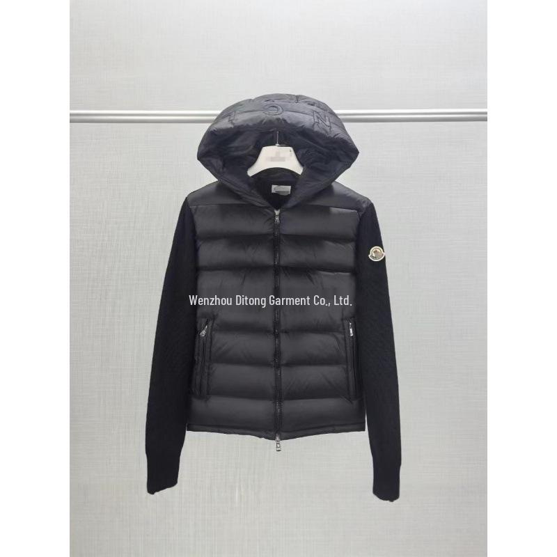 Evropská značka M Pánská stylová úzká prošívaná bunda s patchworkem a kachním peřím bílá