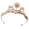 European and American Light Luxury Rhinestone Bridal Crown Headdress Alloy Diamond Sun Crown Hair Accessories Wedding Hair Crown Accessories