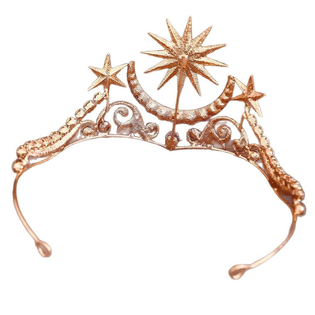 European and American Light Luxury Rhinestone Bridal Crown Headdress Alloy Diamond Sun Crown Hair Accessories Wedding Hair Crown Accessories