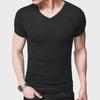 Men's Slim Fit Solid Color Short-Sleeve T-Shirt, Round Neck, Black/White Trend