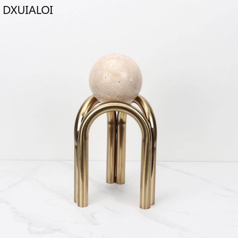 Home Decor Accessories Marble Ball Metal Arch Decorations Office Desktop Ornaments Display Window Decoration