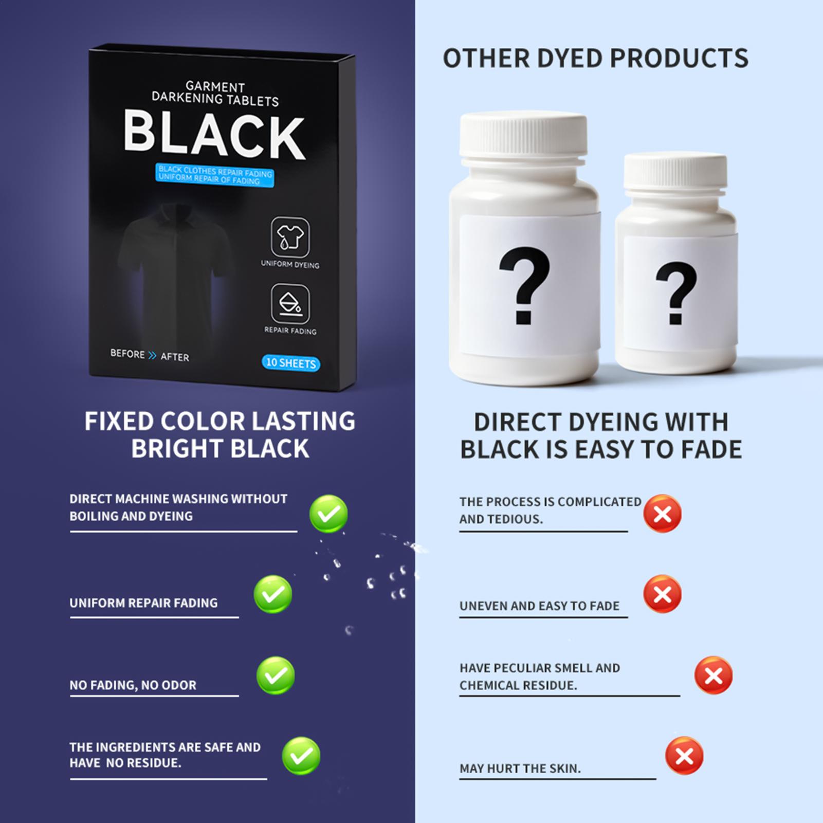 

10pcs Black Shirt Wash Black Dyeing Sheet Black Fabric Dye Tablet Long-Lasting Color Paint Washing Machine Fabric Paint Tablet CN