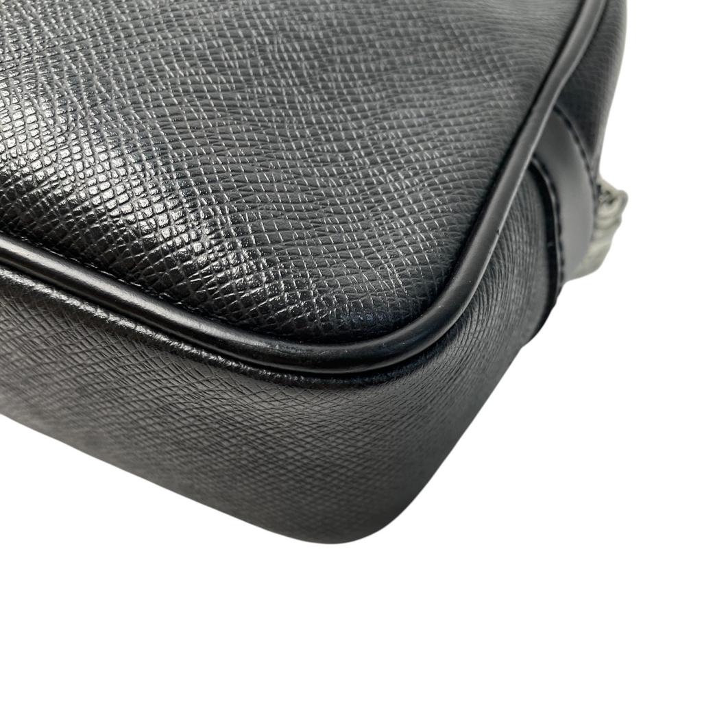 Gebrauchte LOUIS VUITTONClutch-Tasche schwarzes Leder Herren