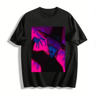 Dark Wizard Print Long Sleeve Top Gothic Trendy Loose Niche Design Unisex Streetwear Pure Cotton T-shirt