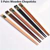 5 Pairs Reusable Chinese Wooden Chopsticks Natural Wooden Chopsticks Tableware Pizza noodle tools 5 colorsr Chinese Bag