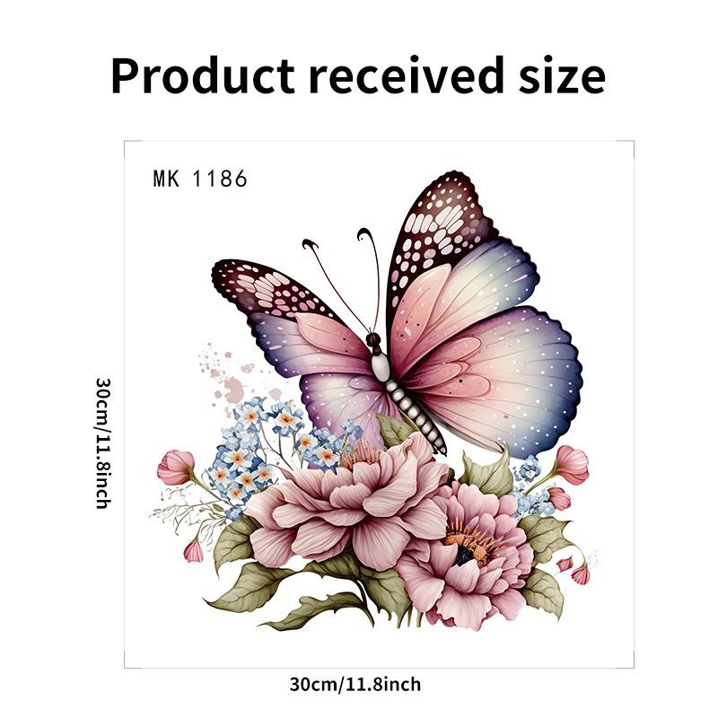 New Painted Pink Beautiful Flower Butterfly Sticker Bathroom Toilet Waterproof Toilet Lid Toilet Sticker 30x30cm