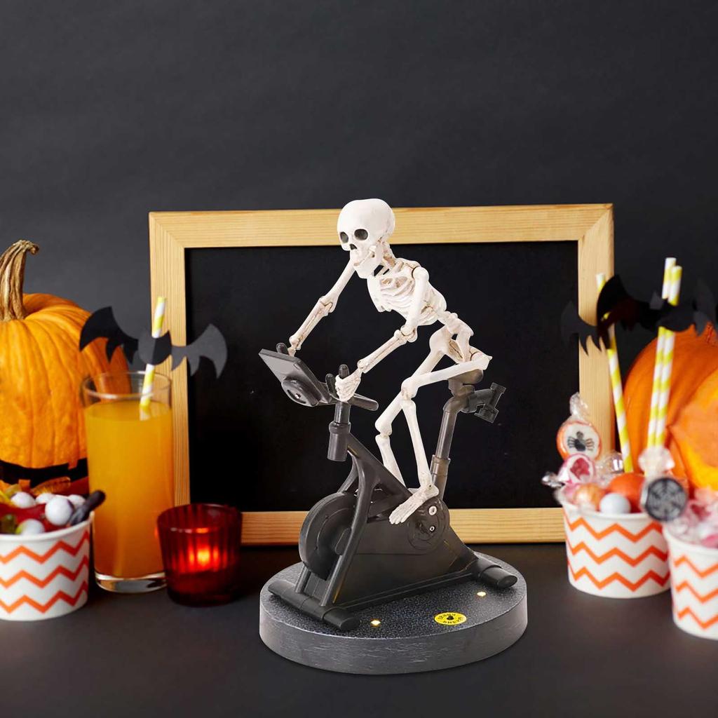 Halloween Resin Statues Skeleton Riding Bike Figurines Halloween Skeleton Decorations Desktop Ornament Festival Home Decor