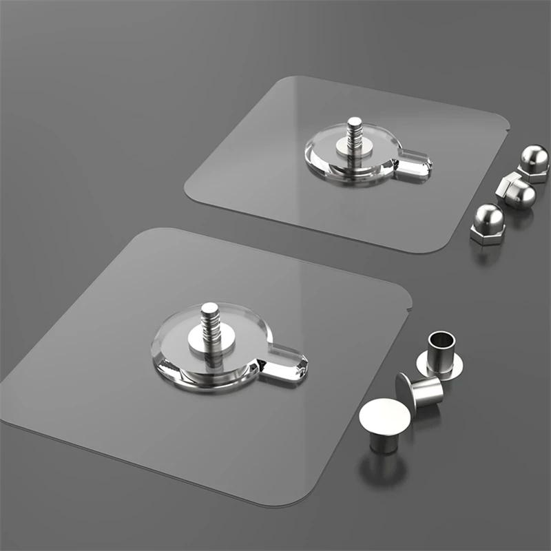 PVC Strong Adhesive Nails Hooks Poster Seamless Wall Hook Waterproof Durable Transparent Kitchen Bathroom Screw Hook Hanger