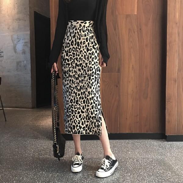 Buy Spring Autumn Leopard Print Midi Skirt Women High Waist