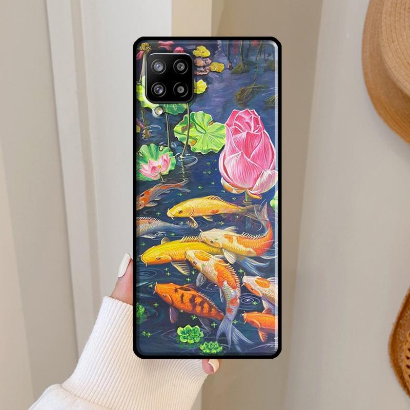 Koi Carp Fish Painting Case For Samsung Galaxy A06 A05 A16 A26 A36 A56 A33 A32 A52 A15 A53 A13 A34 A54 A14 A35 A55