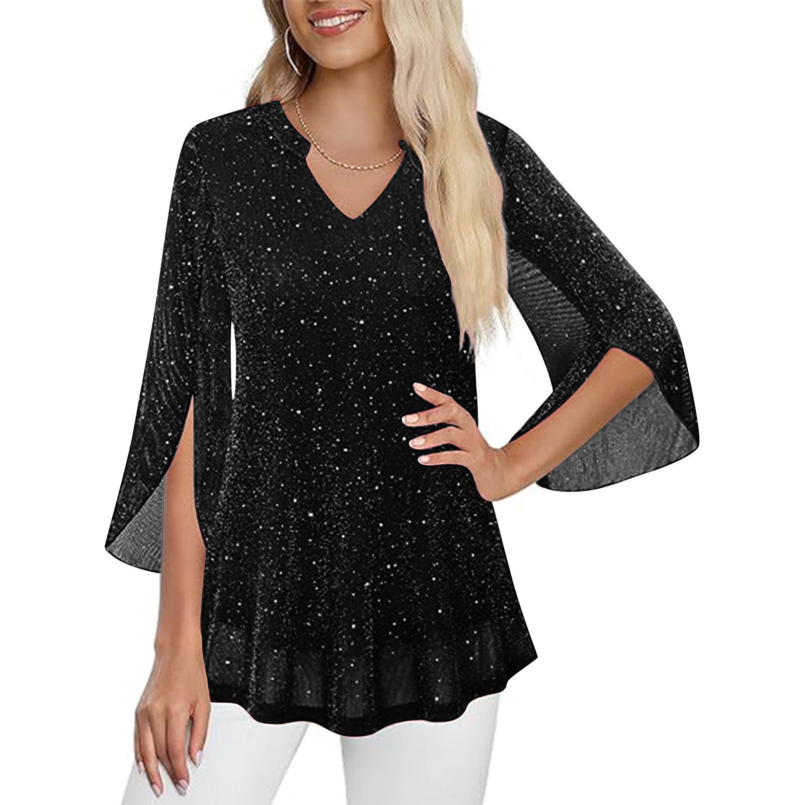 Spring and Summer Women V-Neck Loose Fit S