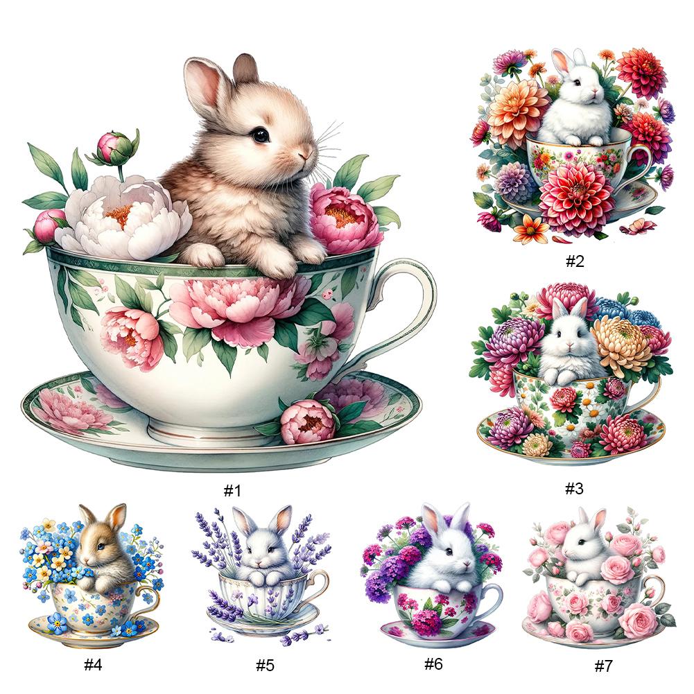 Hase und Blumen 5D DIY Vollbohrer Runde Diamantmalerei Set für Heimdekoration