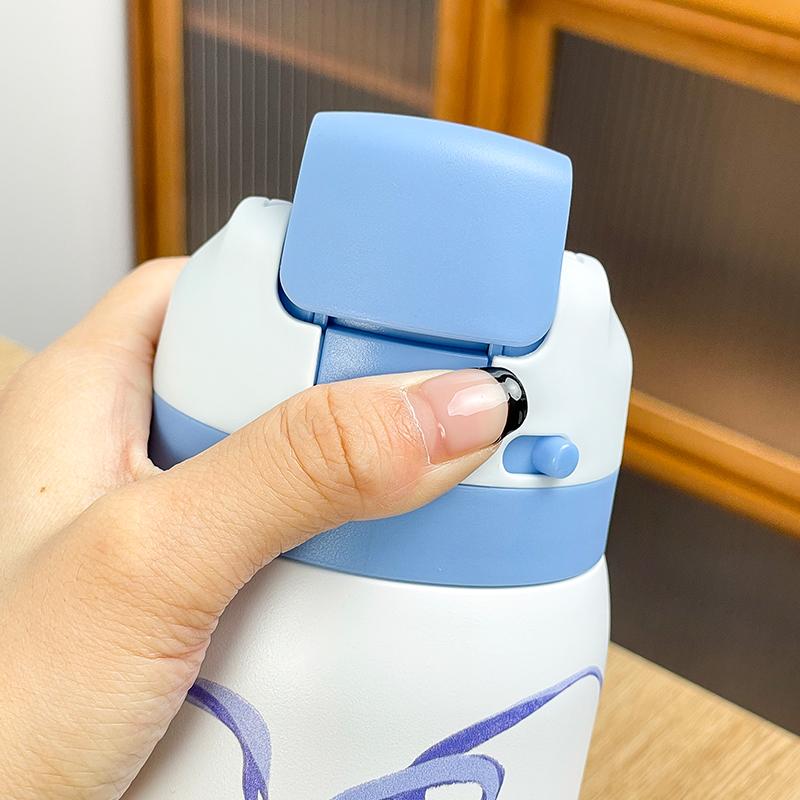 34oz Stylish Stainless Steel Water Bottle - Trendy Floral Two-Tone Design, 24Hr Hot/Cold Insulated, Leakproof Sport Lid & Handle