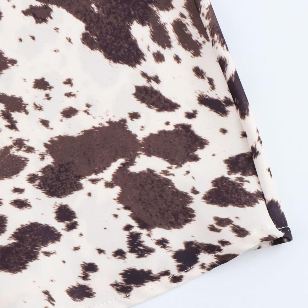 2025 Spring Slim High-Waisted Belted Animal Print Midi Skirt for Women - Sexy & Sophisticated