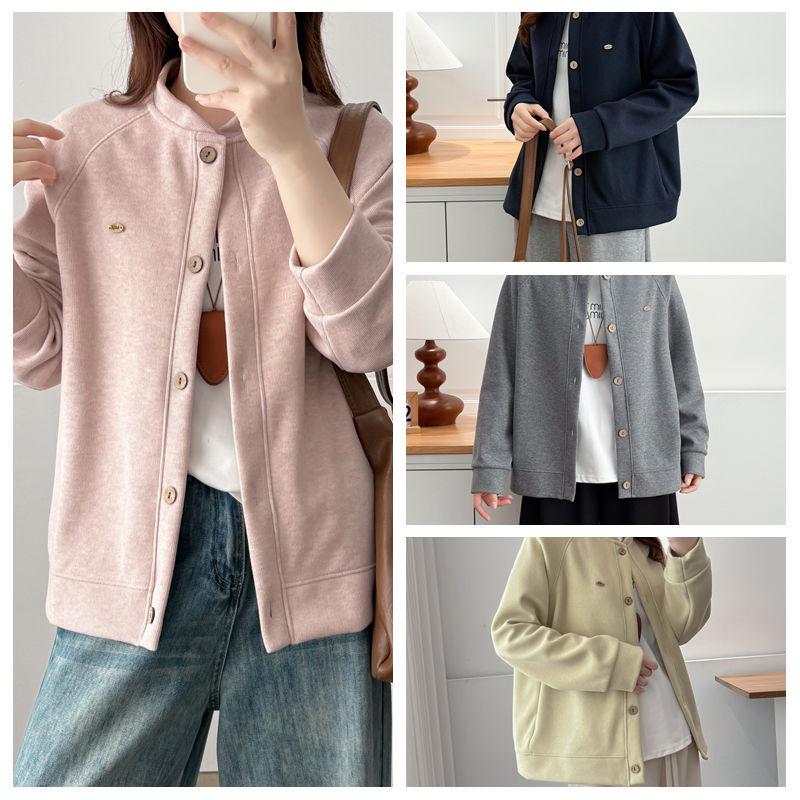 

S41 Plus Size Women s Spring Stand Collar Loose Baseball Jacket Cardigan 7038 4XL (suggested 90-100 kg) серый