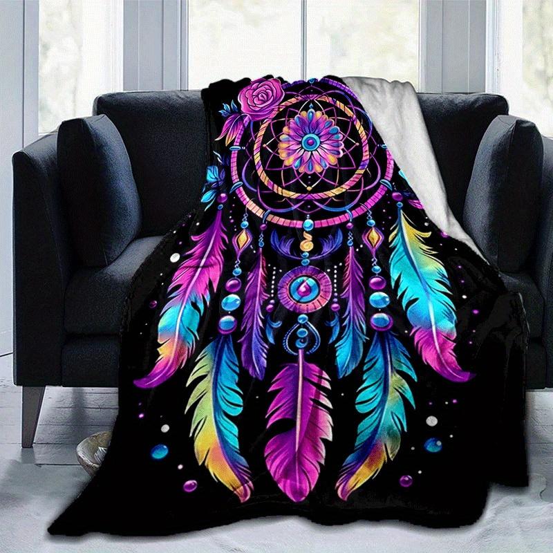 1pc Dream Catcher Printing Lightweight Flannel Blanket, Comfortable and Warm Blanket, for Camping Sofa Bed and Couch Office, Gift