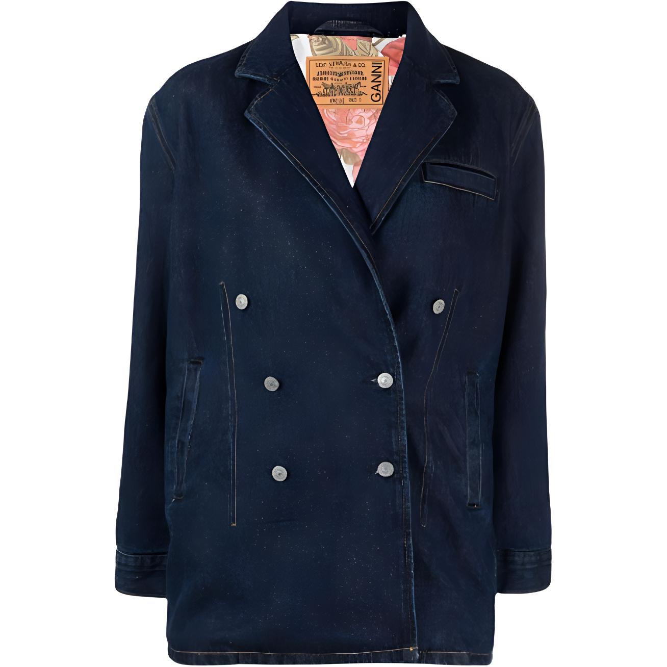 

Levis X Ganni однотонная двубортная джинсовая куртка женская куртка синяя 87481-0000 S