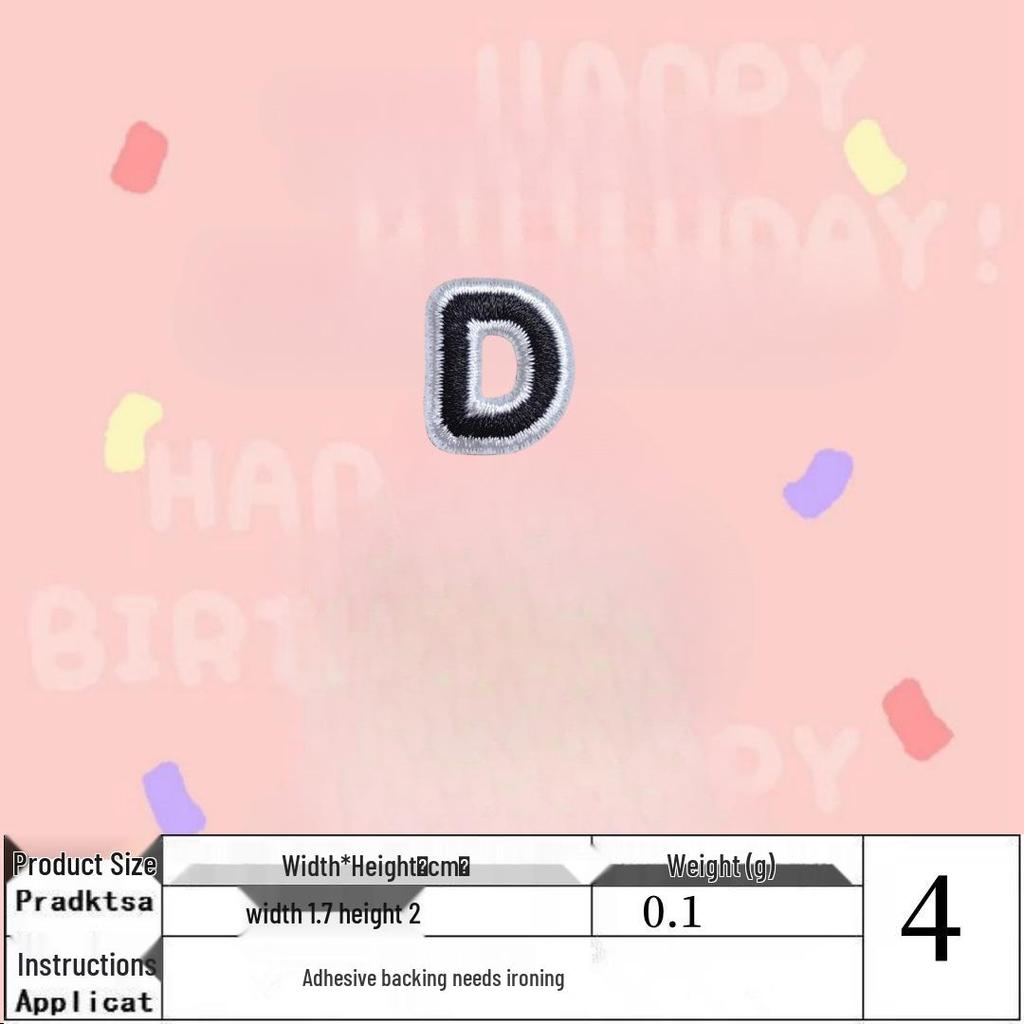 Black English Letter Iron-On Embroidery Cloth Patch for Clothing